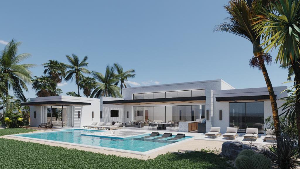 Cabo Golf Section 18- Horizontes A stunning entry flanked on both sides by art display walls sets the tone for this contemporary masterpiece located in the Private Golf and Beach community of Querencia. Thoughtful architecture helps create a seamless transition from indoor to outdoor spaces complete with a resort style pool, lush landscaping, fire pit plus double sided fireplace, outdoor bar and full pool bath with shower. This beautifully furnished home has 4 bedrooms,6.5 baths which includes a one of a kind master-bedroom suite with his and her baths and a designers dream closet that could easily convert back to the original 5 bedroom floor plan. Completed in 2023, this almost new smart home features the latest technology and top of the line appliances, plus a full house solar system and hurricane shutters. – 186 Fundadores Puerto Los Cabos, San Jose del Cabo, BS