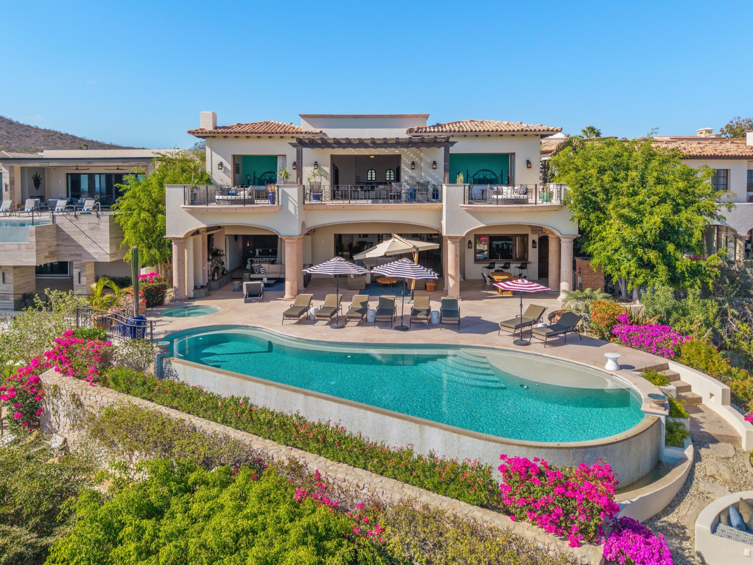 Cabo Golf Section 1- Las Colinas A true one-of-one, The Nivel Estate is a bold architectural statement where scale, craftsmanship, and innovation converge. Spanning 18,000 square feet of seamless indoor-outdoor living, the home was recently featured in The Wall Street Journal. Perched atop Querencia Golf and Beach Club, it commands sweeping 270-degree for sale
