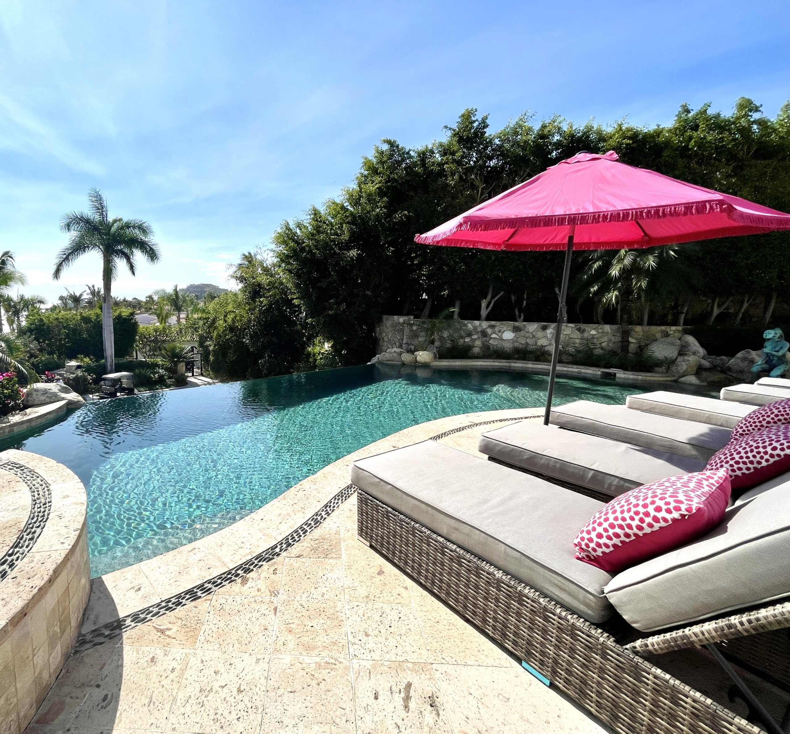 Cabo Golf Section 18- Horizontes Welcome to Horizontes 3, an exquisite custom-made home located within San José del Cabo's most sought-after community, Querencia. Surrounded by Tom Fazio's signature golf course, recognized as one of the best in the country, this stunning residence is just a short golf cart ride from the prestigious 5-star Club House.This remarkable 6-bedroom, 6.5-bathroom home elevates luxury living with a fresh vision of architecture and design. The layout features a cozy family room, an expansive bunk bed bedroom on the lower level, and a spacious maid's quarters with an independent entrance, making it ideal for entertaining family and friends. The property boasts expansive outdoor living spaces, including tranquil green areas, an outdoor kitchen, an infinity pool, a jacuzzi, and breathtaking mountain for sale