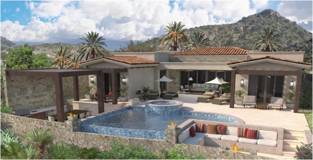 Cabo Golf Section 18- Horizontes Welcome to Horizontes 3, an exquisite custom-made home located within San José del Cabo's most sought-after community, Querencia. Surrounded by Tom Fazio's signature golf course, recognized as one of the best in the country, this stunning residence is just a short golf cart ride from the prestigious 5-star Club House.This remarkable 6-bedroom, 6.5-bathroom home elevates luxury living with a fresh vision of architecture and design. The layout features a cozy family room, an expansive bunk bed bedroom on the lower level, and a spacious maid's quarters with an independent entrance, making it ideal for entertaining family and friends. The property boasts expansive outdoor living spaces, including tranquil green areas, an outdoor kitchen, an infinity pool, a jacuzzi, and breathtaking mountain for sale