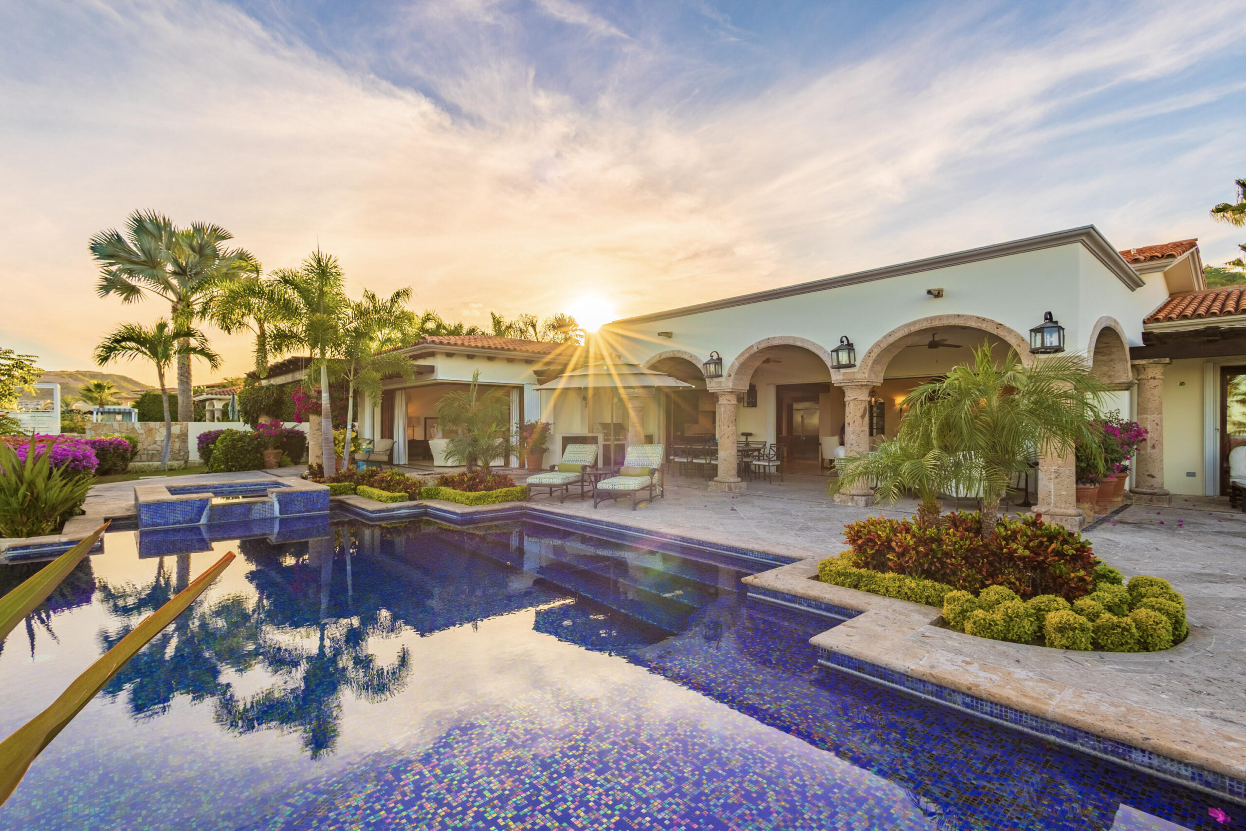 Cabo Golf Fundadores This spectacular luxury residence, designed by renowned architect Antonio Carrera, offers seven beautifully appointed bedrooms and generous outdoor living spaces--perfect for entertaining multiple generations of family or hosting an exclusive retreat.The home blends open architecture with expansive lounge areas and a stunning pool terrace that welcomes family and guests with the warmth of the morning sun.Private and exquisitely decorated, every detail has been thoughtfully curated to create a refined yet inviting atmosphere. The property offers multiple gathering spaces throughout, allowing both large groups and smaller parties to enjoy the home comfortably.For more intimate stays, the main interior level can be opened on its own, featuring two ocean- for sale