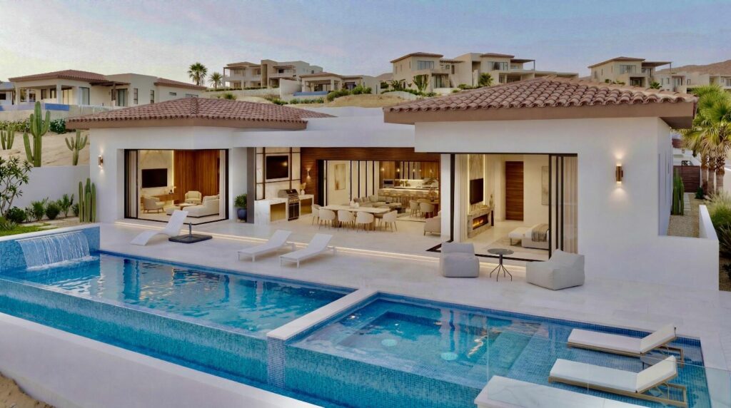 Cabo Golf Beach Estates Beach Estate #38 is located on the ocean edge of Diamante's exclusive golf community. Walk on the beach under a Pacific sunset or gather with friends and family around the pool deck for a dinner party and you will all be sure to fall asleep to the sound of waves. Wake up to a spa day, a morning work out, 18 holes or a simple coffee and a plan to do nothing at all. Diamante has everything you want. Come home to an inspired entrance and step into your ocean for sale