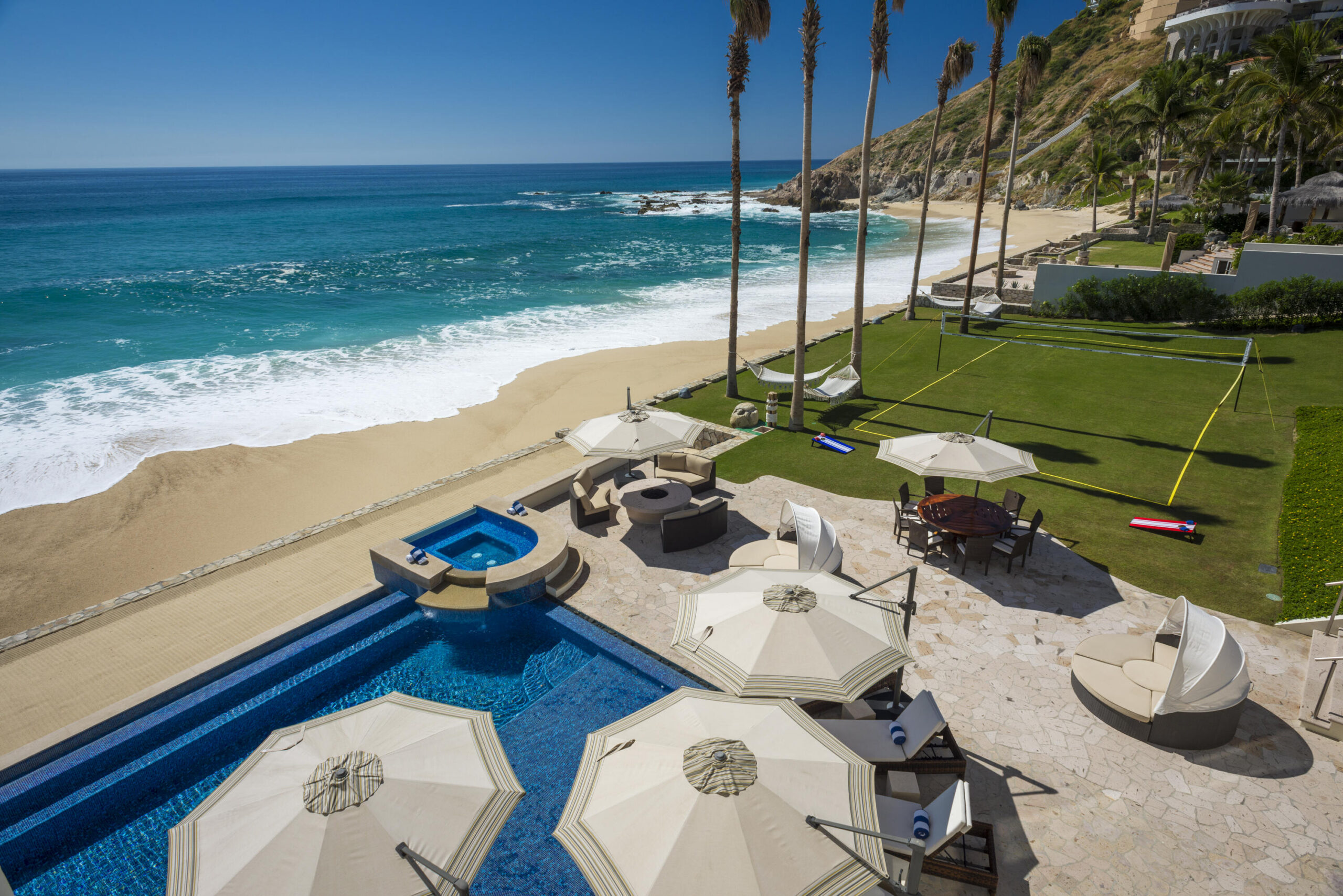 Cabo Golf Section 1- Las Colinas A true one-of-one, The Nivel Estate is a bold architectural statement where scale, craftsmanship, and innovation converge. Spanning 18,000 square feet of seamless indoor-outdoor living, the home was recently featured in The Wall Street Journal. Perched atop Querencia Golf and Beach Club, it commands sweeping 270-degree for sale