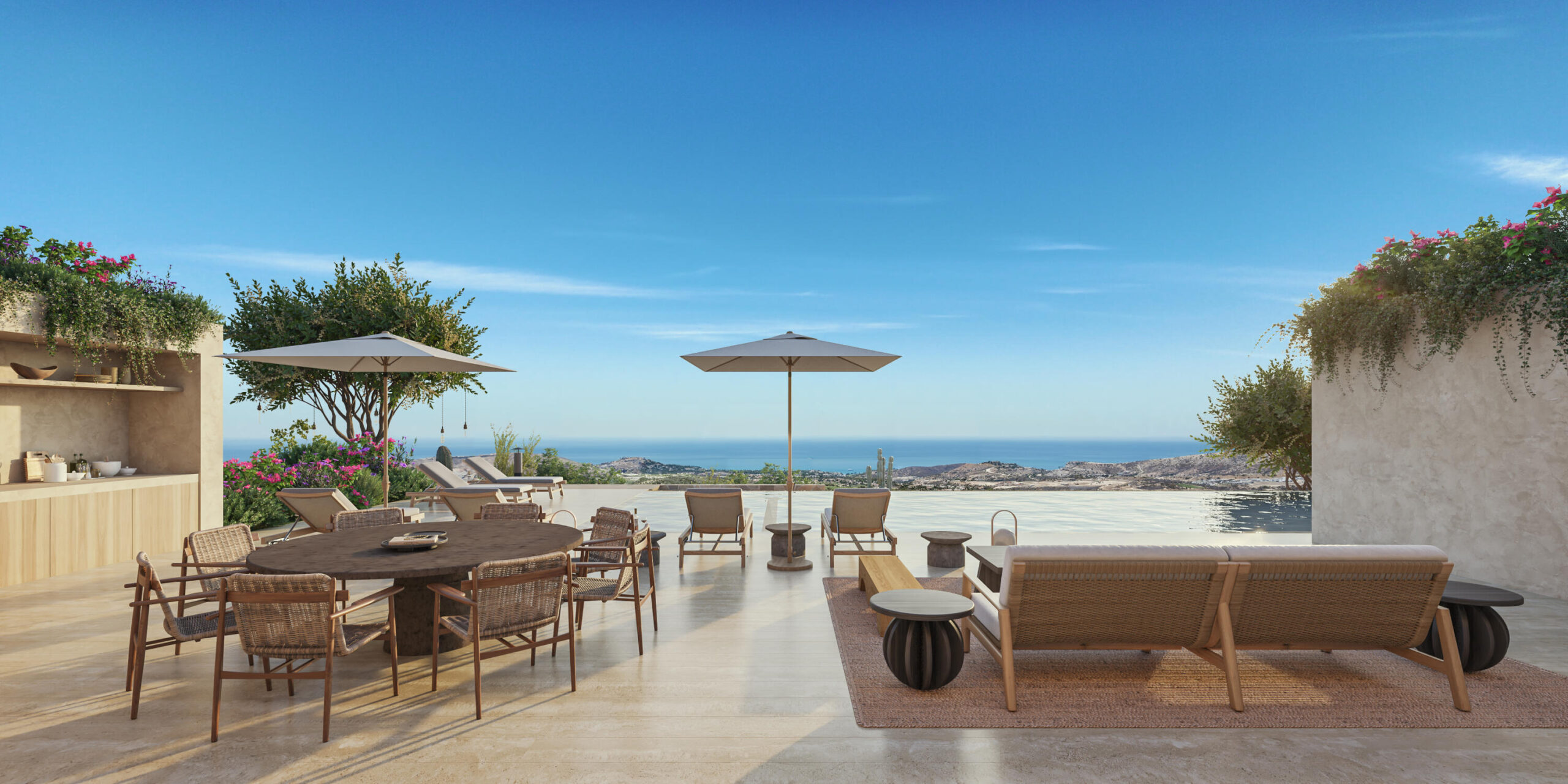 Cabo Golf Oasis Palmilla Located on the exclusive cul-de-sac of Palmilla Park, Casa Pitaya is one of four homes in this sough-after enclave.The residence features five en-suite bedrooms with private terraces. The gourmet kitchen connects to indoor and outdoor living spaces, including a veranda with a pool, spa, firepit, and dining areas overlooking golf, mountains, and ocean vistas. Additional highlights include a family room, two-car garage, smart home technology, and solar readiness. Perfectly located within Palmilla, it offers direct access to The Commons, Arroyo Park, El Once golf course, plus eligibility for memberships in Club Ninety-Six. for sale